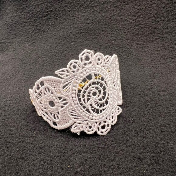 Homemade White Lace Bracelet With Gold Hardware - Picture 4 of 7